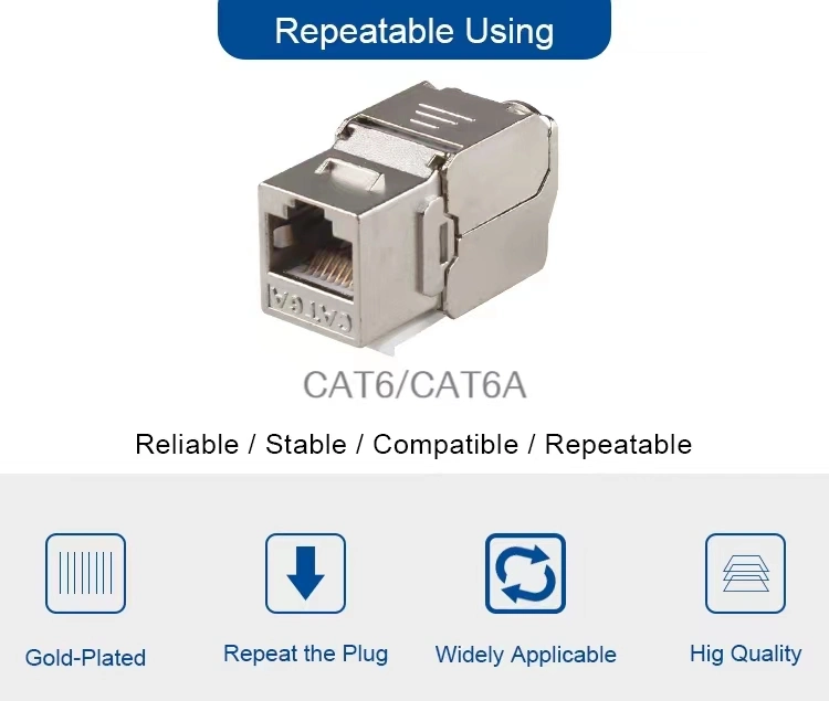 Metal Keystone Jack CAT6 CAT6A RJ45 Toolless Shielded FTP STP