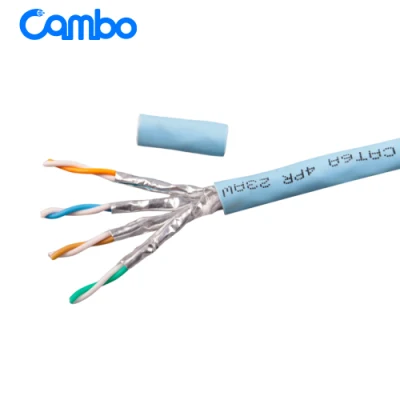 Bobina interna in legno giallo 0,58 mm 100m 500 MHz schermato 24 AWG Cavo Ethernet S/FTP CAT6A