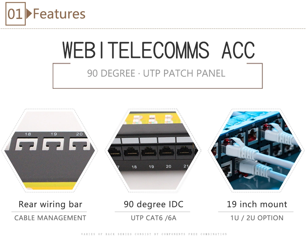 1u CAT6 24 Port UTP RJ45 Server Rack Patch Panel