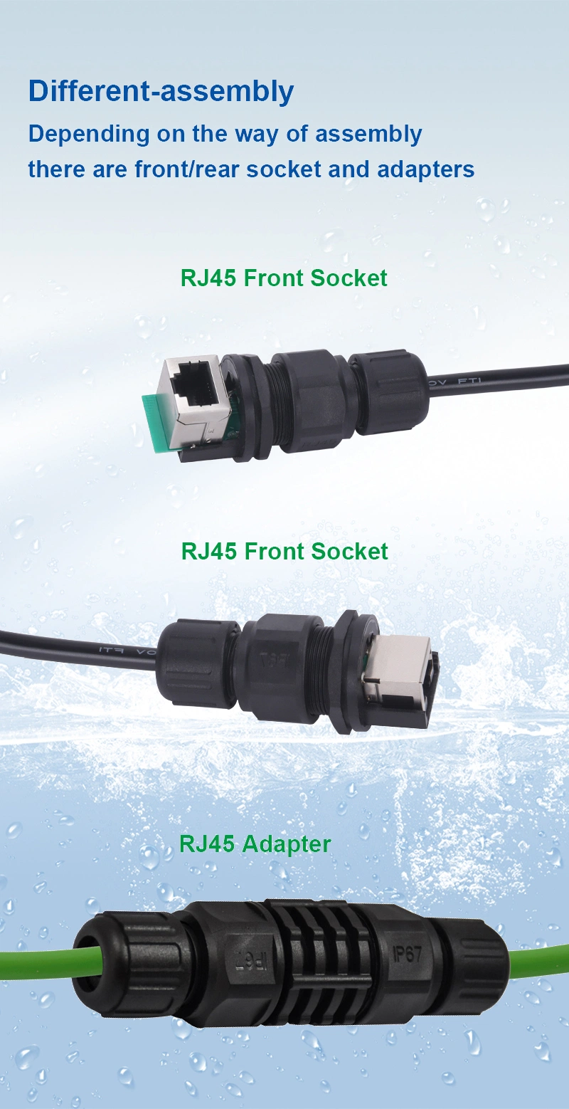 RJ45 Ethernet Connector Dual Port D Panel CAT6 Panel Mount Wire Socket