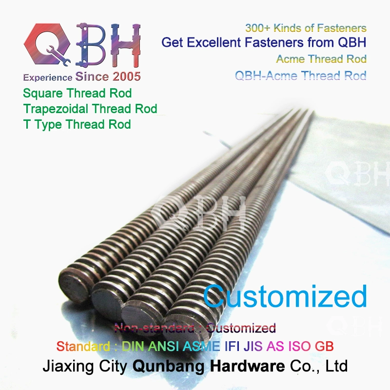 Qbh Customized Type Trapezoidal Acme Square Section Roll Long Thread Rod Bar Insert