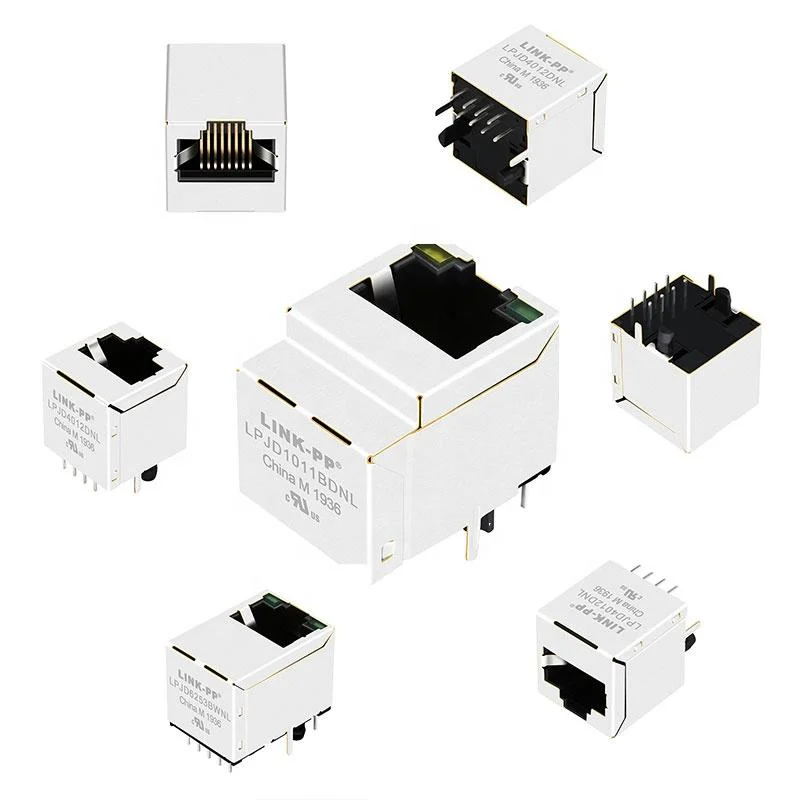 Cat5 Cat5e 8 Pin LED Connector RJ45 Magjack Network Connector Female PCB Connector RJ45 Modular Jack