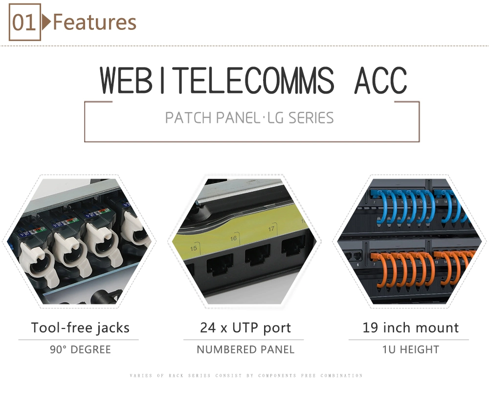 UTP 1u 24 Ports CAT6 Free-Tool Colored Network Patch Panel