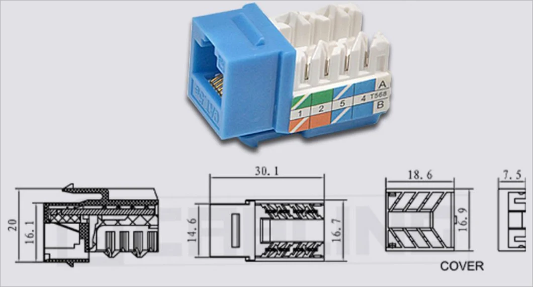 Gcabling CAT6 CAT6A Keystone Insert Modular Jack RJ45 Punch Down Networking UTP 8p8c 568b Outlet Keystone Jack