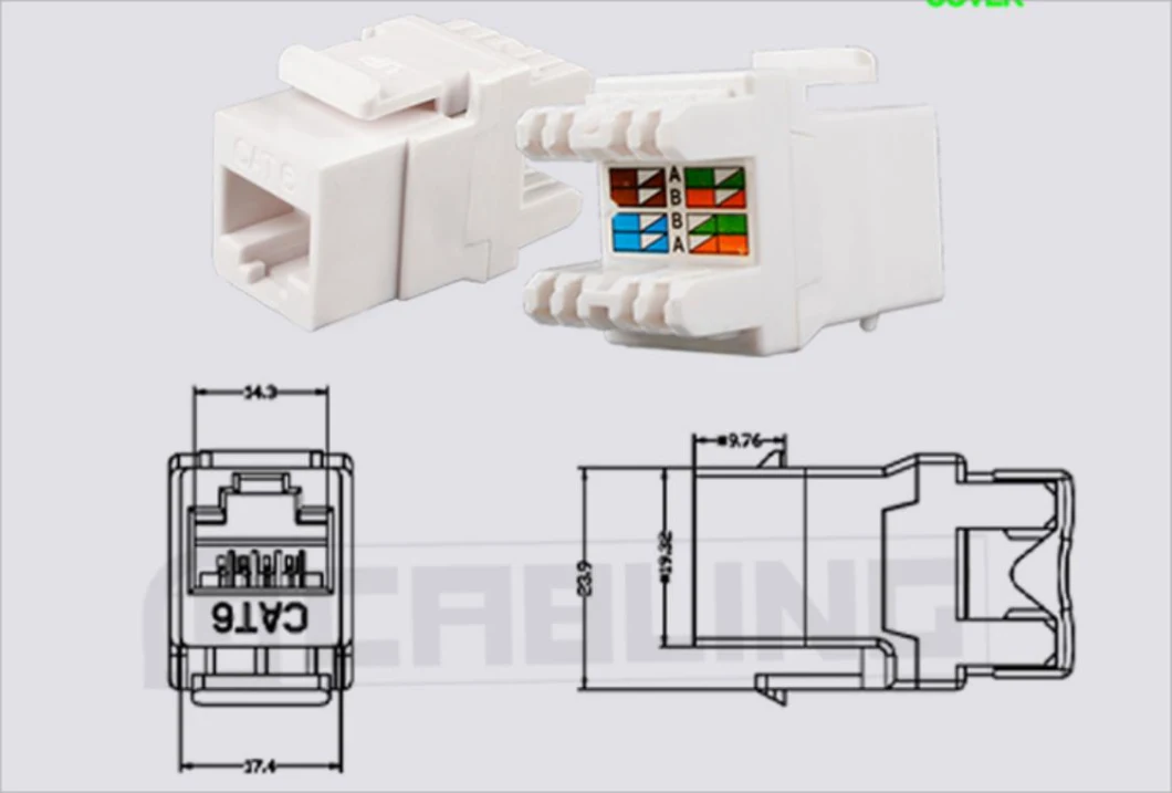 Gcabling CAT6 CAT6A Keystone Insert Modular Jack RJ45 Punch Down Networking UTP 8p8c 568b Outlet Keystone Jack