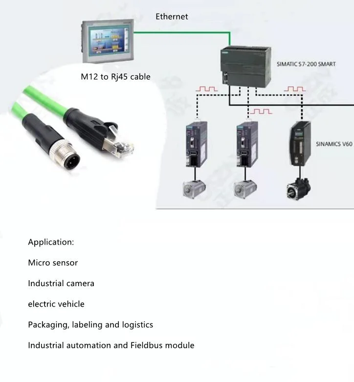 IP67 Industrial M12 X Coded Male to RJ45 Circular Waterproof Electric Accessories Jack Moulding PVC Ethernet Cable Cat5 CAT6 Cat7