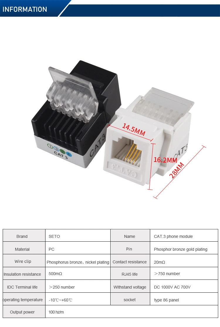 Wholesale Telephone Jack Rj11 Cat3 Telephone Keystone Jack Female Connector