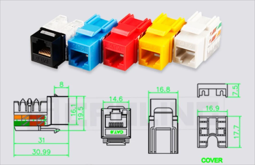 Gcabling CAT6 CAT6A Keystone Insert Modular Jack RJ45 Punch Down Networking UTP 8p8c 568b Outlet Keystone Jack