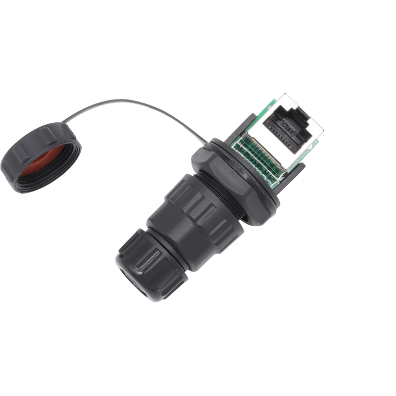 Factory Price Circular IP67 Panel Type RJ45 Socket with Cable Waterproof Connector