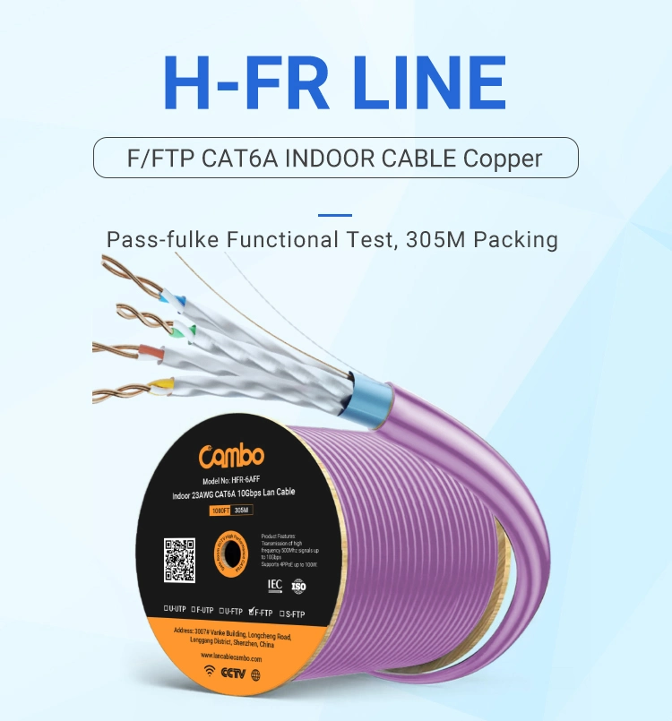 Made in China LAN Wire CAT6 Ethernet Cable Network Cmr CMP Riser Plenum CAT6A F/FTP with RoHS