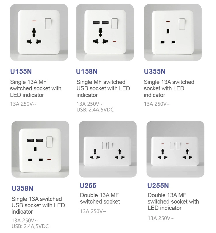 Factory High Quality BS UK British Standard Double CAT6 RJ45 Computer Socket Plastic PC Electrical Internet Switch Wall Socket