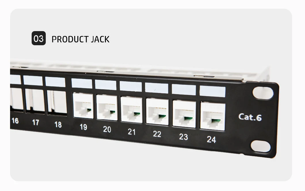 1u 19inch 24 Ports Shielded FTP RJ45 Patch Panel Rack Mount Unloaded Blank with Ground Wire