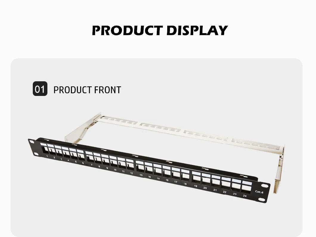 1u 19inch 24 Ports Shielded FTP RJ45 Patch Panel Rack Mount Unloaded Blank with Ground Wire