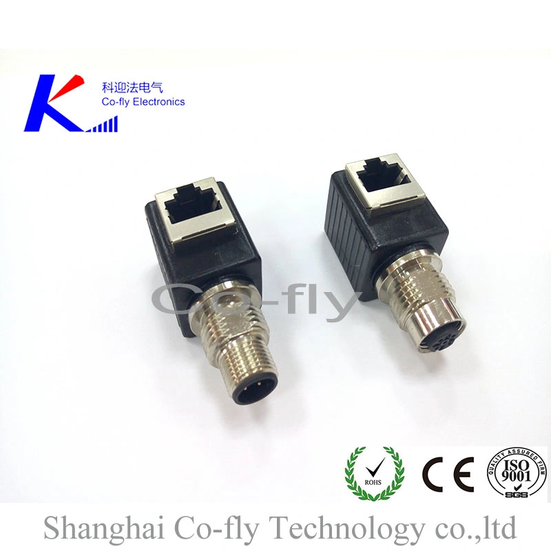 M12 Ethernet Connector with Female RJ45 Socket