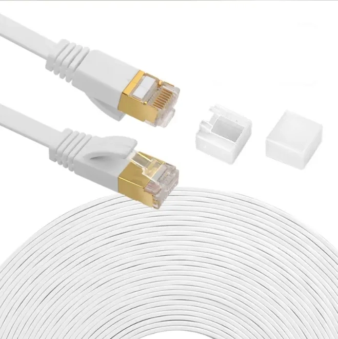 Cat 6 Ethernet Cable 50 FT White Flat Internet Network LAN Patch Cords Solid CAT6 High Speed Computer Wire with RJ45 Connectors