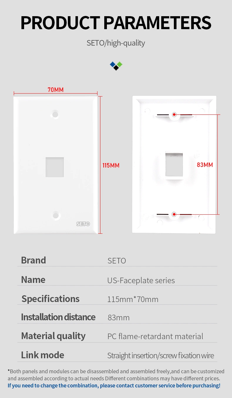 Seto Model 120 Face Plate Six-Port Vacant Panel American Multimedia Information Keystone Jack Face Plate