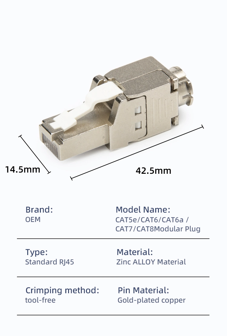 CAT6 CAT6A Cat7 Cat8 FTP Shielded LED Plug RJ45 Connector 50 Micron Gold Plated