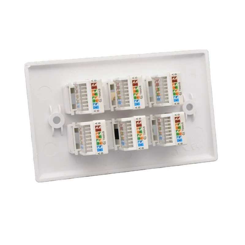 120 Type 6 Ports RJ45 Ethernet siding Cat5 Cat6 white with mounting bracket ethernet Wall Socket