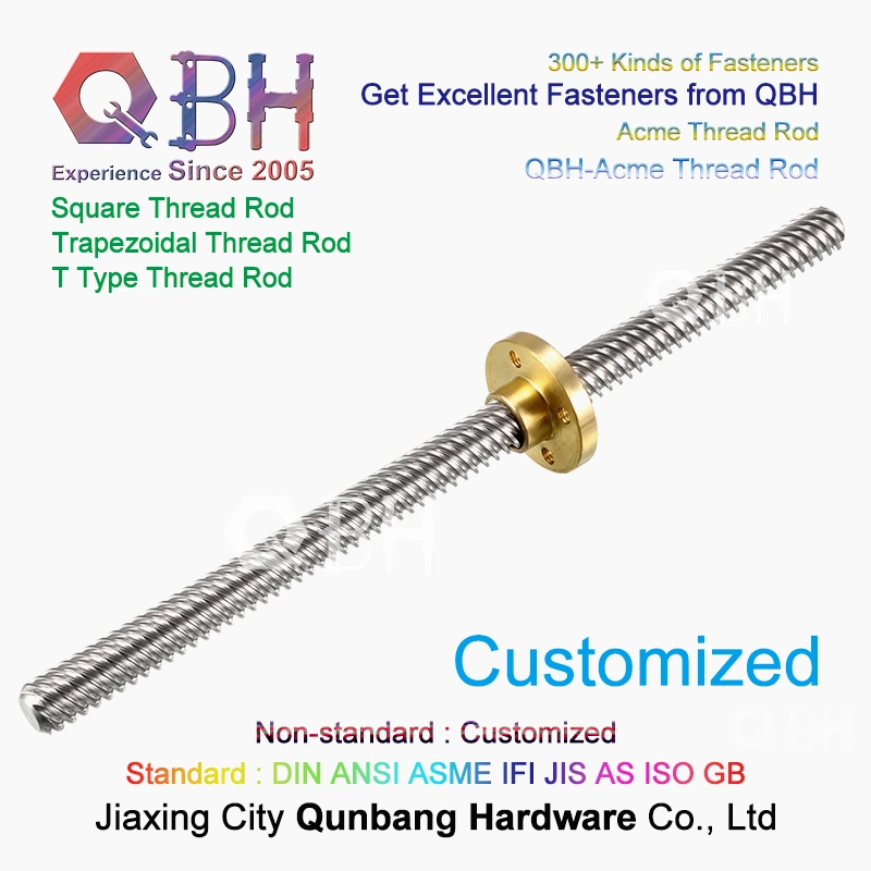 Qbh Customized Type Trapezoidal Acme Square Section Roll Long Thread Rod Bar Insert