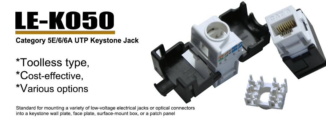 Le Cat5e &amp; CAT6 UTP Toolless 180 RJ45 Keystone Jack