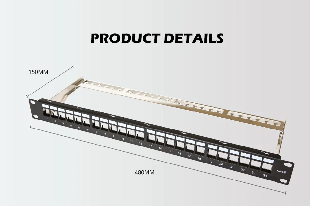 1u 19inch 24 Ports Shielded FTP RJ45 Patch Panel Rack Mount Unloaded Blank with Ground Wire