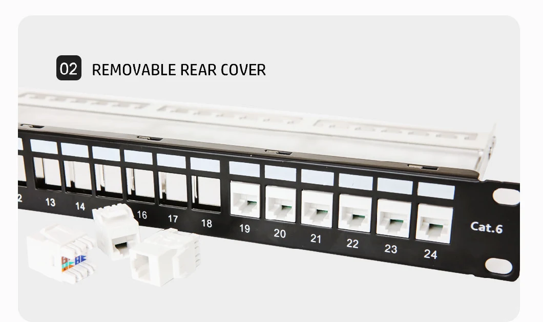 1u 19inch 24 Ports Shielded FTP RJ45 Patch Panel Rack Mount Unloaded Blank with Ground Wire