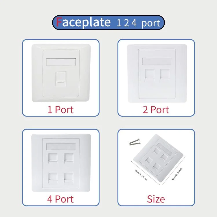 86X86mm 1 Port Faceplate Wallplate Face Plate RJ45 Socket Wall Mount for Network RJ45 Rj11 Keystone Jack