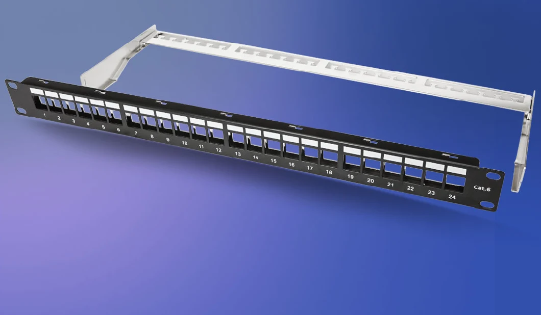 1u 19inch 24 Ports Shielded FTP RJ45 Patch Panel Rack Mount Unloaded Blank with Ground Wire