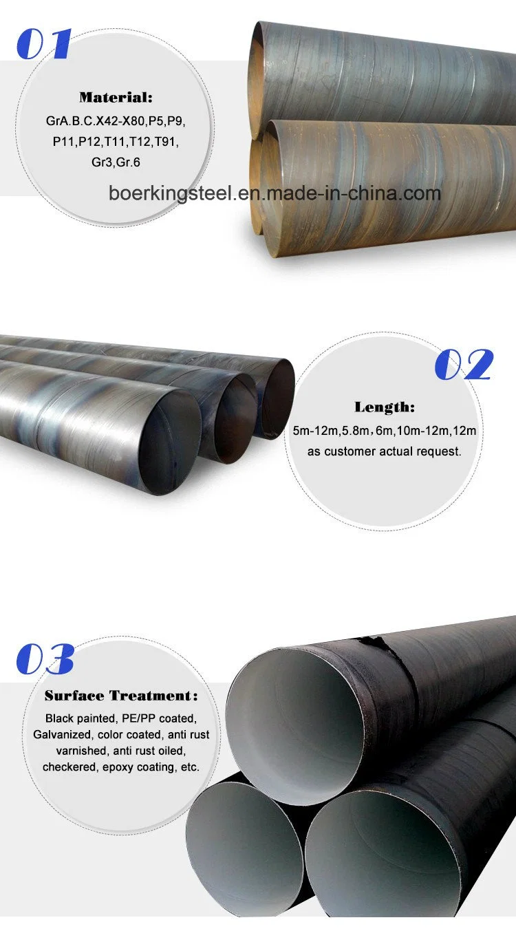 Large Diameter API 5L SSAW Spiral Welded Steel Pipe for Agriculture and Piling