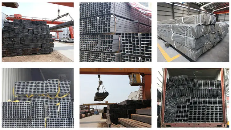 Hot Dipped Galvanized Steel Square / Rectangular Pipe Hollow Section Black Steel Welded Tube