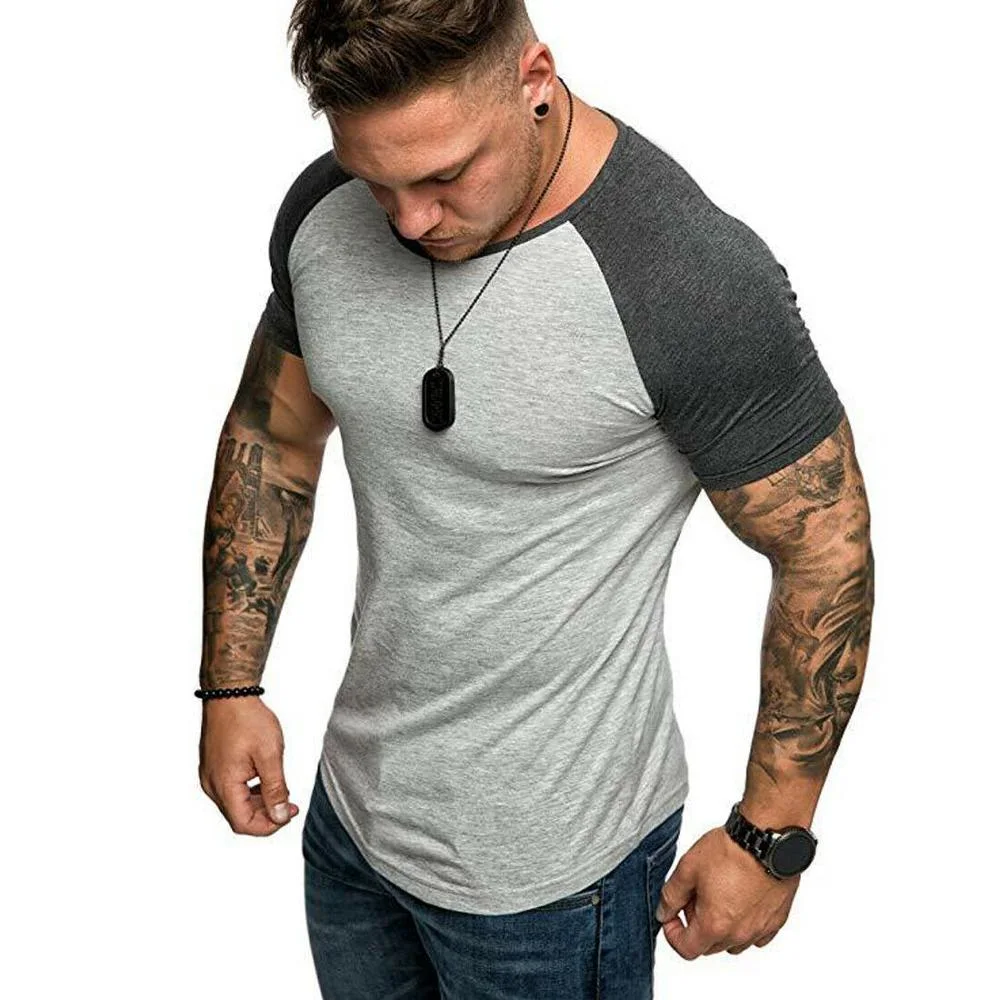 Mens Fitness Athletic Gym Muscle Tops Casual Training Slim Fit T-Shirt Tee