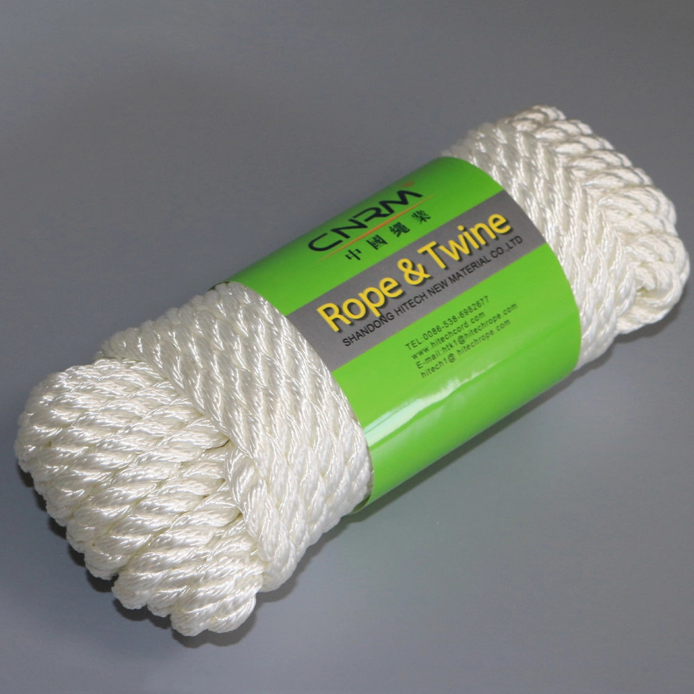 White Color 12 mm 3-Strand Polyester Rope