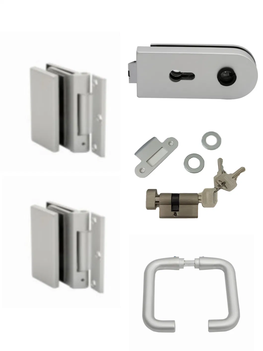 Zinc Alloy Keylock Handle Glass Door Lock with Cylinder Patch Fitting