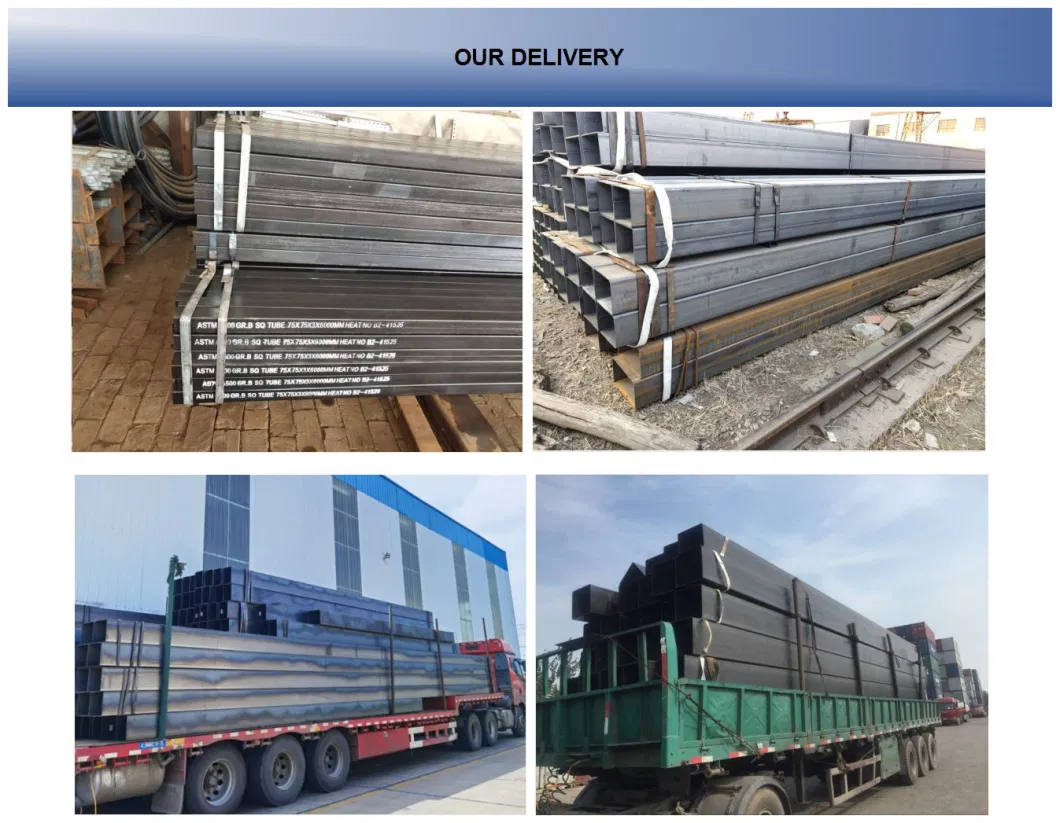 Mill Rectangular Tube Square Tube ASTM, JIS, DIN Black Iron/Steel Pipe/Tube Square and Rectangular Hollow Sections Tube Steel Hollow Section