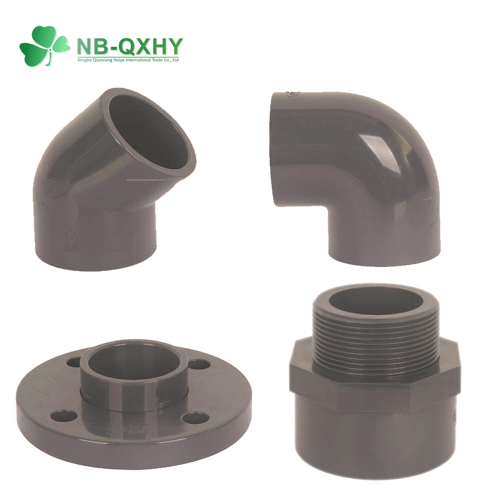 DIN Standard ASTM Sch40 Sch80 Water Supply Drain Pn10 Pn16 PVC Plastic UPVC CPVC Elbow Tee Industry Plumbing Pipe Fittings