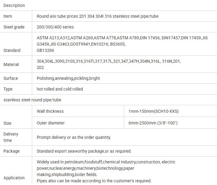0.65mm 2mm Thickness 409L 409 310S 309S 321 317L 316ti Material Color Hairline Surface Round Shape En Standard Ess Origin Stainless Steel Seamless Pipe Tube