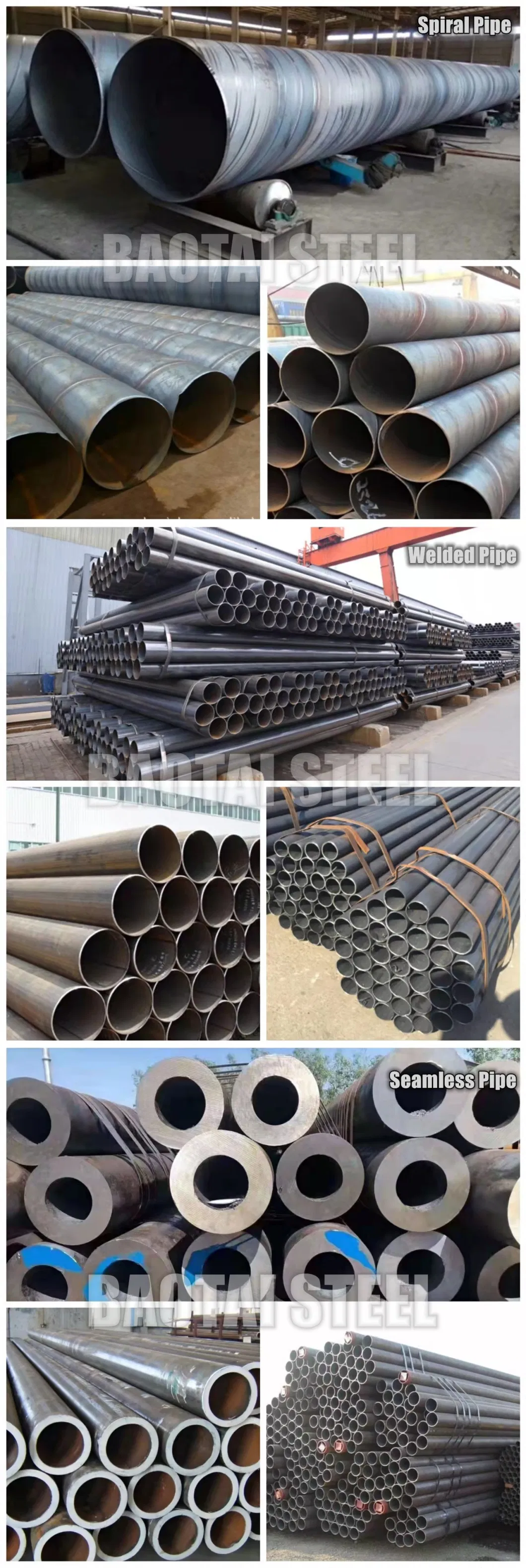 En10219 S355jr Q355b Steel Pipe Pile, with Full Length SSAW with C9 Welded with Interzone 954, 800um