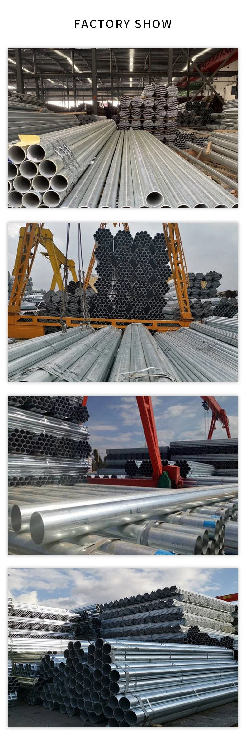 China Factory A53 Sch10 Anti-Corrosion Hot-DIP Galvanized Steel Pipe Hollow Section Round Steel Structure Building