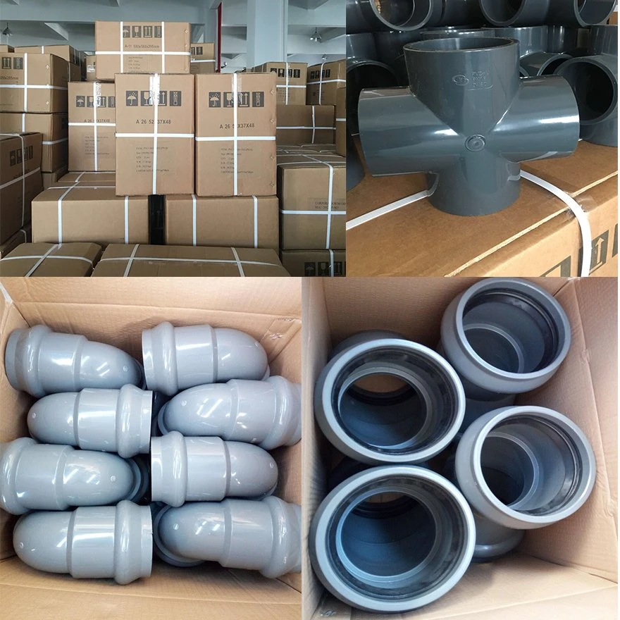 DIN Standard ASTM Sch40 Sch80 Water Supply Drain Pn10 Pn16 PVC Plastic UPVC CPVC Elbow Tee Industry Plumbing Pipe Fittings