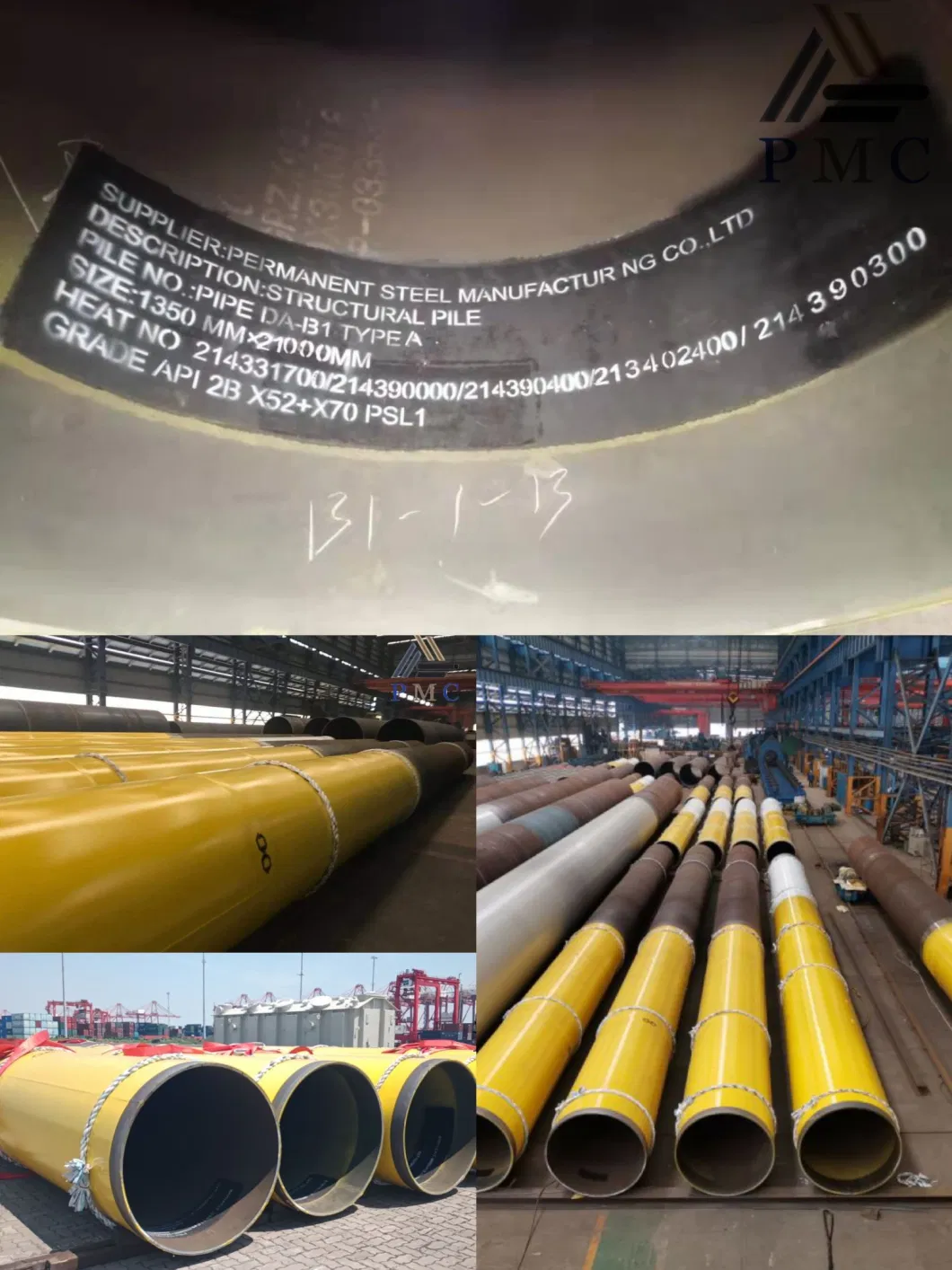 S355 Carbon Steel SSAW Spiral Welded Tubular /Pipe Pile for Marine Piling Construction