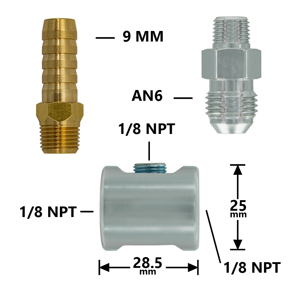 1/8 NPT Tee Fuel Pressure Gauge Adaptor Kit for Fuel Injection Systems