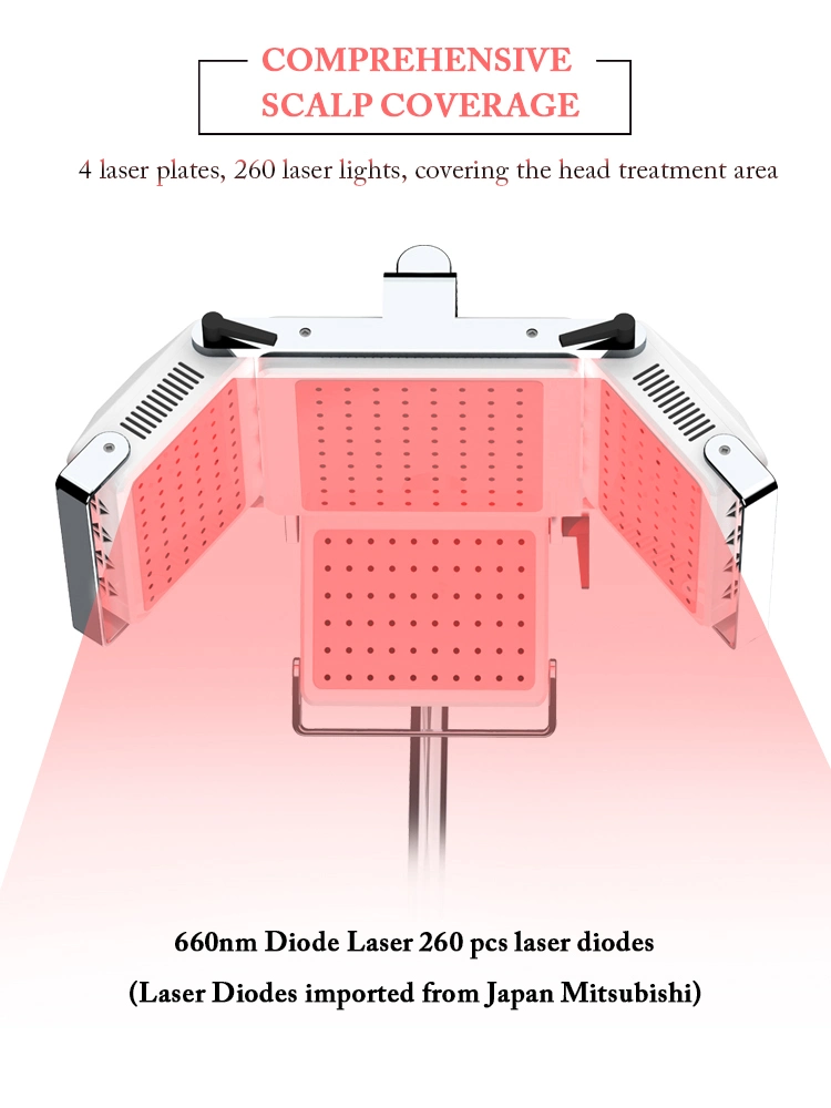 Factory Price 260PCS Japanese Diode Laser 660nm Hair Growth Red Low Level Laser Therapy Infrared Ray Lllt Diode Laser Hair Regrowth Machine