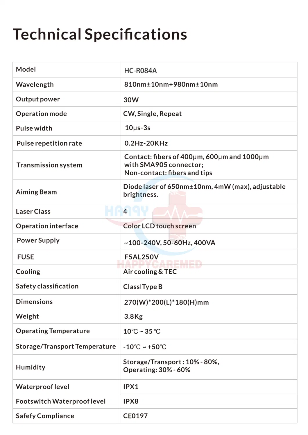 Hc-R084A Veterinary Clinic Portable Pain Relief Surgical Laser