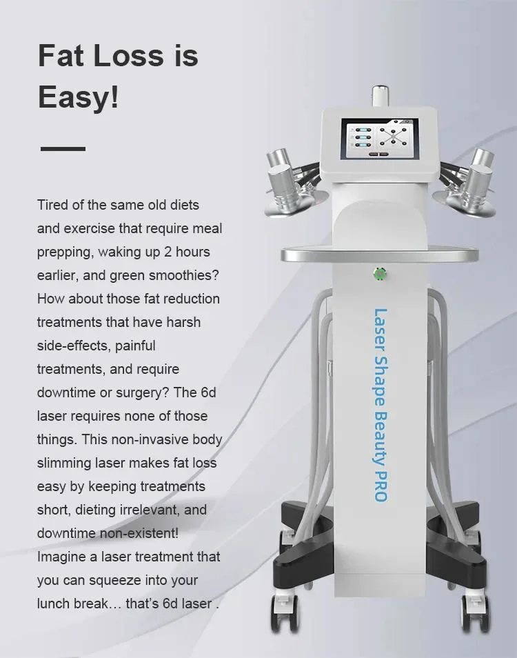 3 in One 6D Laser 635nm Non Invasive Cold Fat Removal Therapy Body Slimming Machine