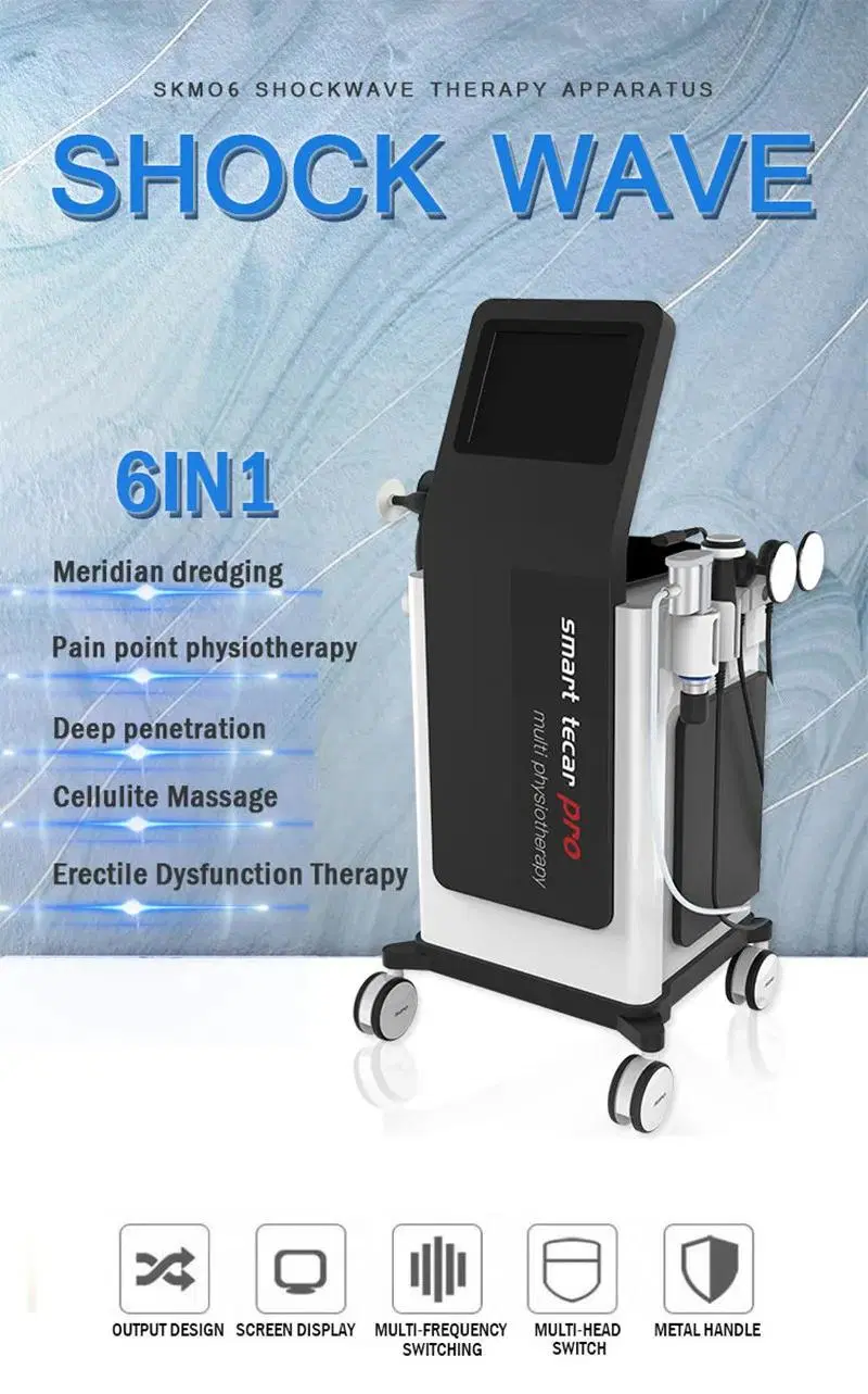 2023 New 6 in 1 Smart Tecar RF Shockwave Machine for Pain Relief ED Treatment Physical Therapy Equipment