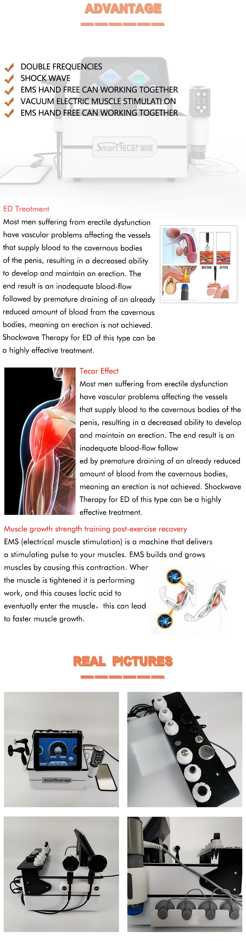 3 in 1 Smart Tecar Wave Ret Cet RF Wave Diathermy Shockwave Machine