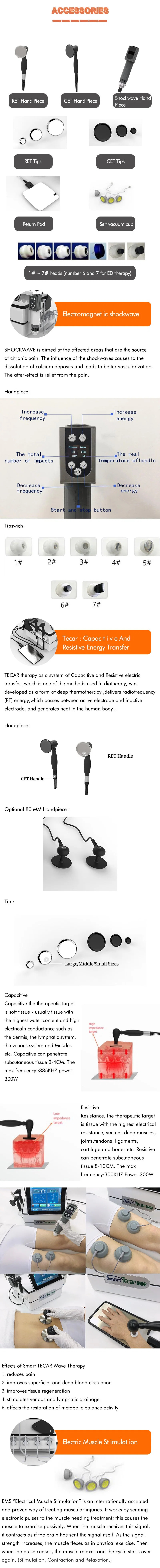 3 in 1 Smart Tecar Wave Ret Cet RF Wave Diathermy Shockwave Machine