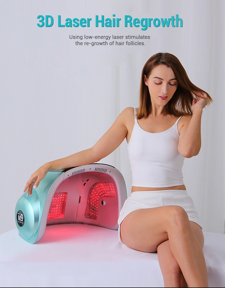 Professional 3D Laser Hair Regrowth Hot &amp; Cold Nano Spray UV Nir Lamp Device Photon 9-Color LED Light Therapy M9 Facial Machine