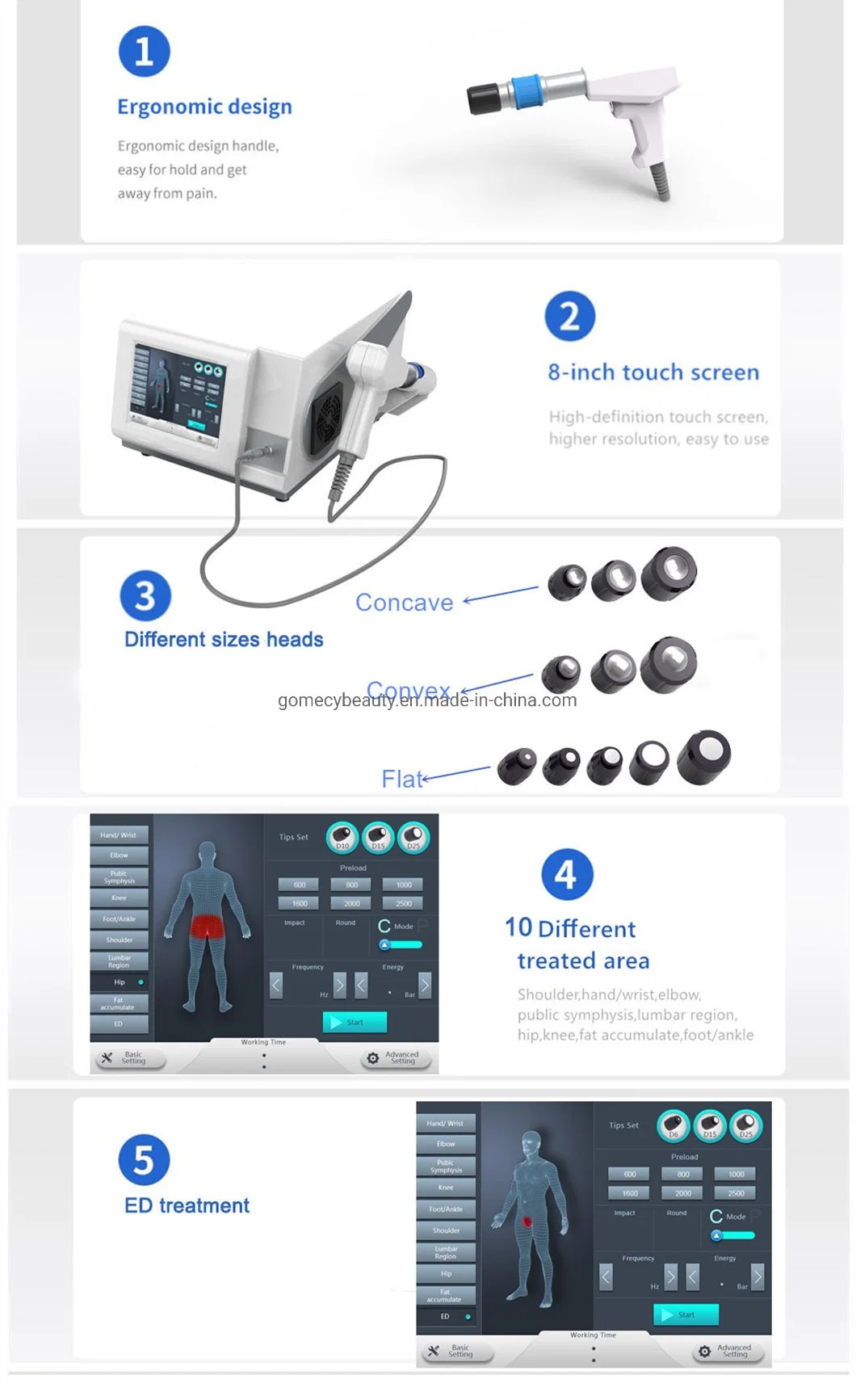 Physical Therapy Equipment Eswt Shockwave Therapy Machine for ED Treatment Pain Relief Sports Injury Recover Slimming