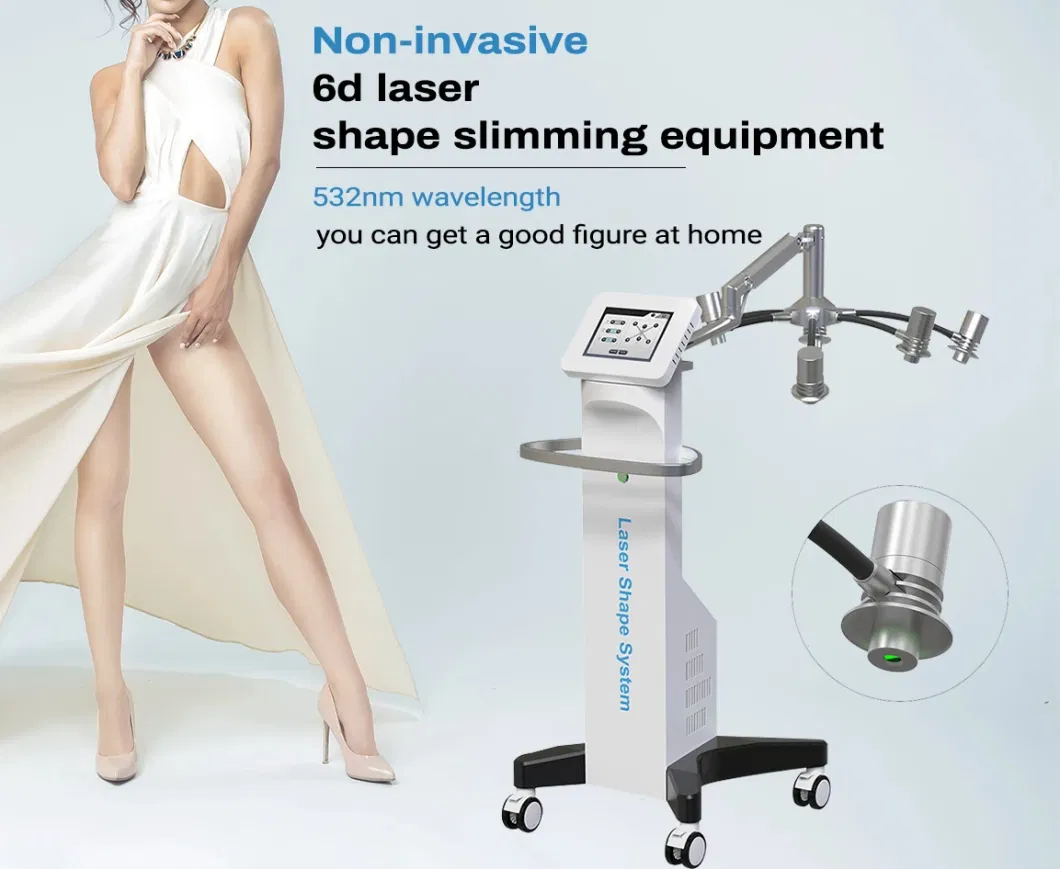 Newest Innovative 300W Non-Invasive 532nm 6D Laser Shape System Cold Lipo Laser Slimming Machine Zero Painless with 6 Heads